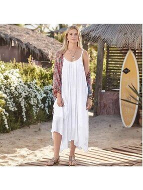Sundance Destinations White Strappy Sun Dress Women S Flowy Boho Cottage Resort